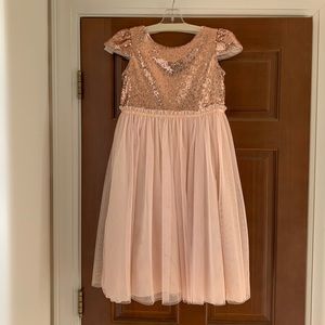 Flower Girl Rose/Gold Sequins Dress Size 9/10y